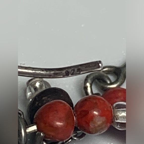 Silpada Rare Sterling Silver Coral, Turquoise, Wood, Shell Bead Hoop Earrings - Picture 13 of 16